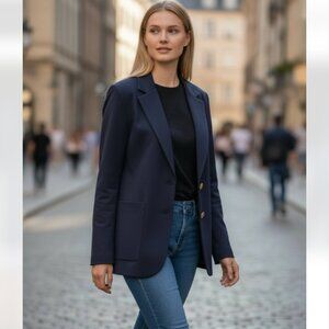 NWT Zara Navy Tailored Suit Blazers Gold Embellished Buttons  2243/683/400  Smal